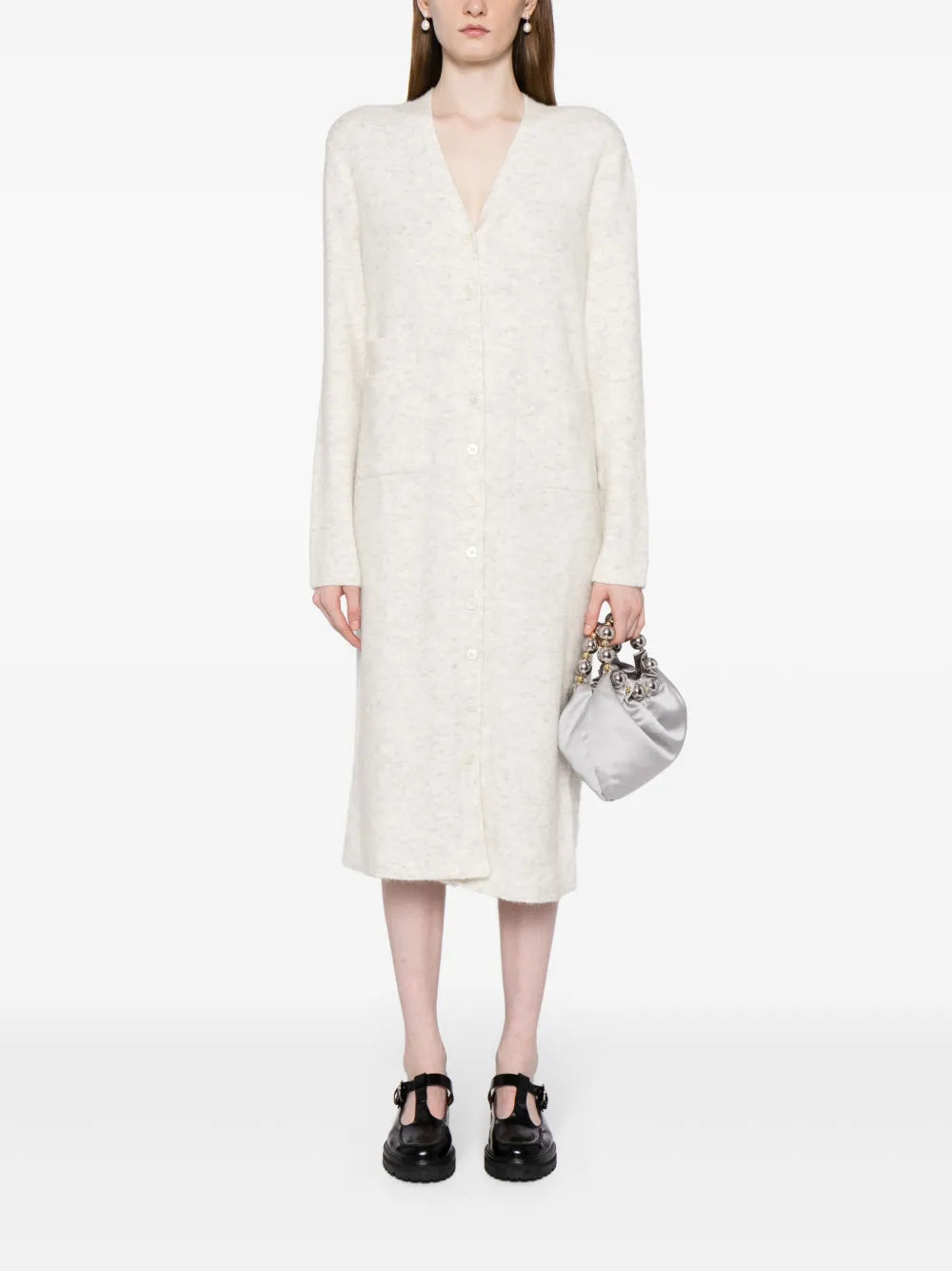 Brushed-Effect Fine-Knit Cardigan