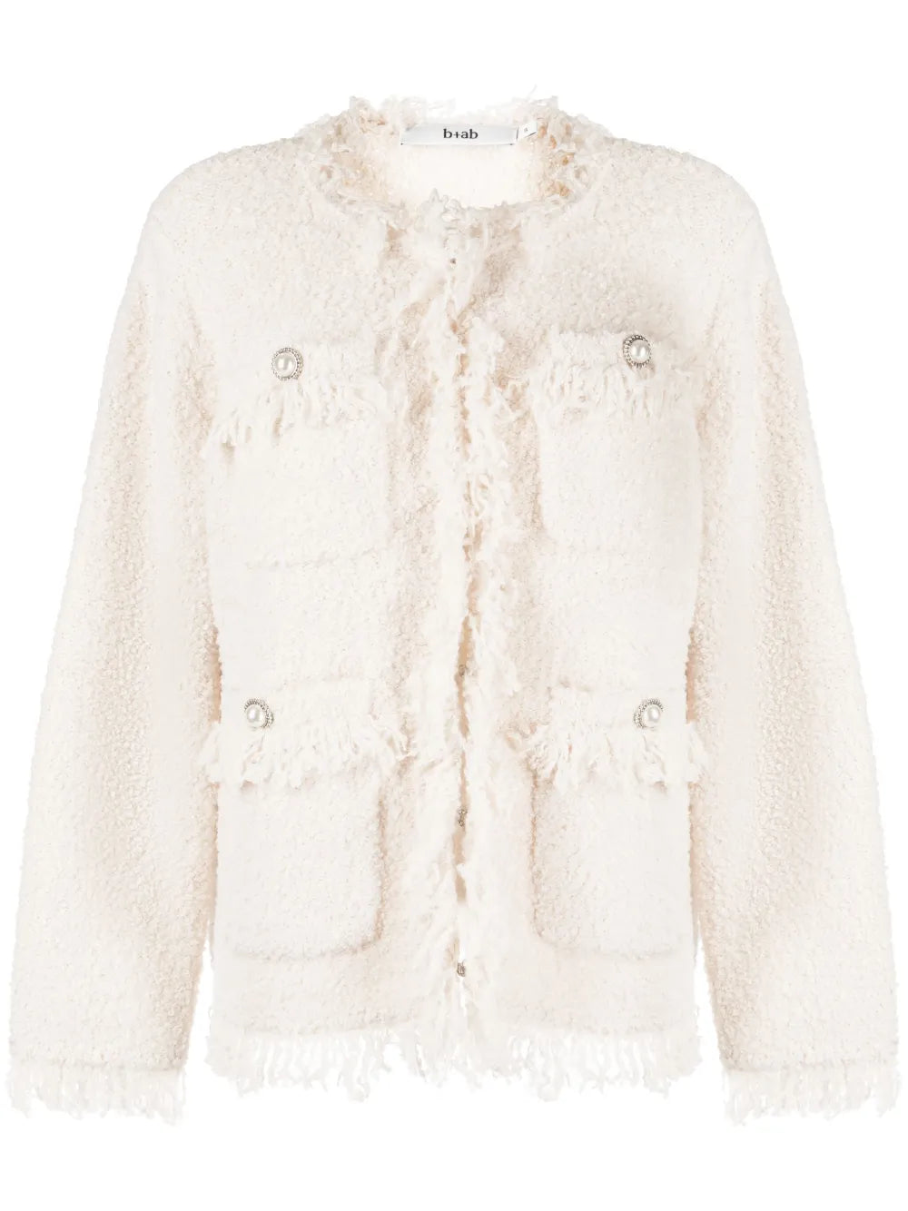 Frayed-Trim Tweed Cardigan