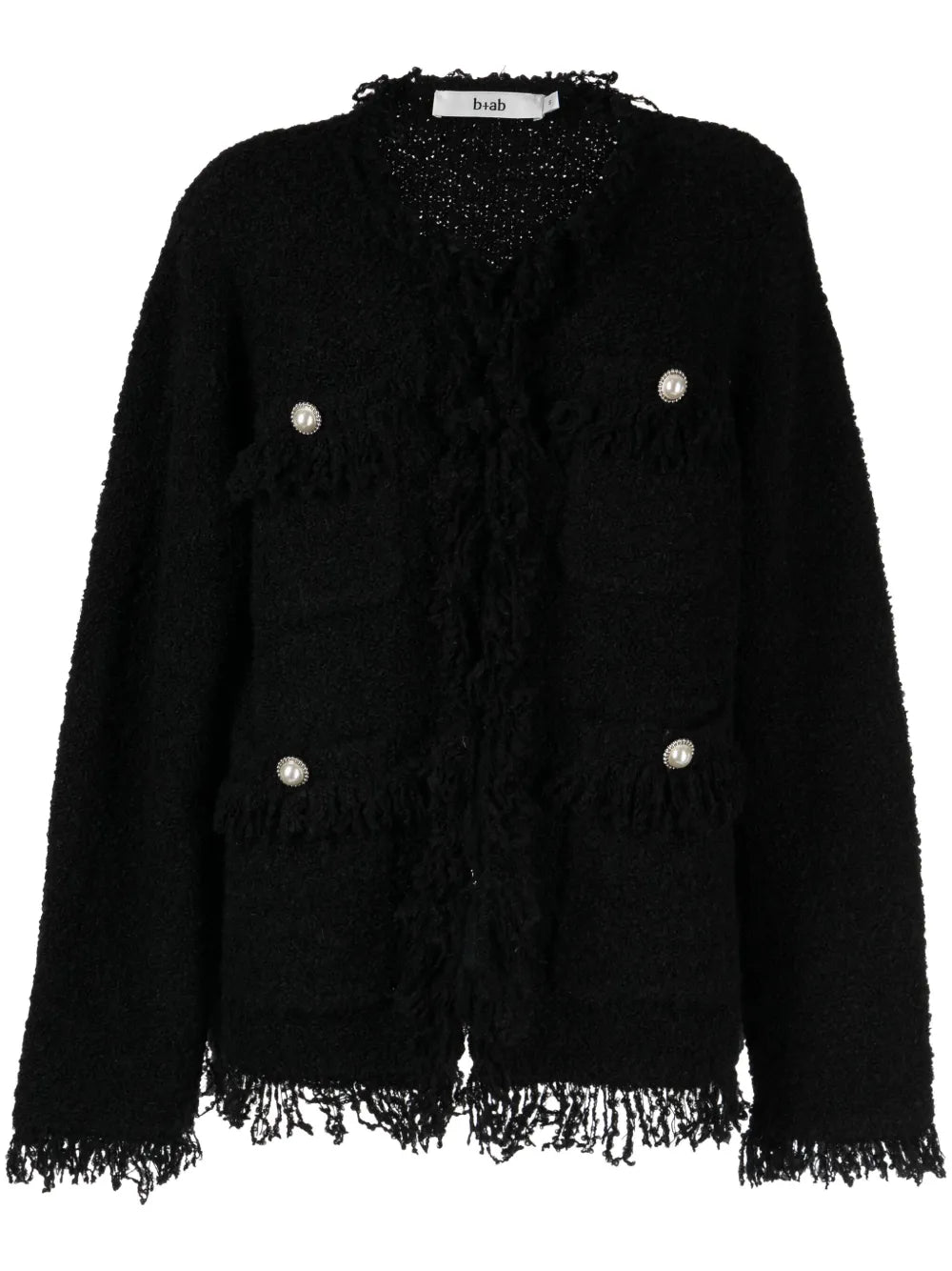 Frayed-Trim Tweed Cardigan