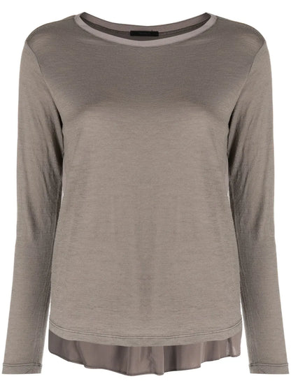Pleat-Detail Round-Neck Top