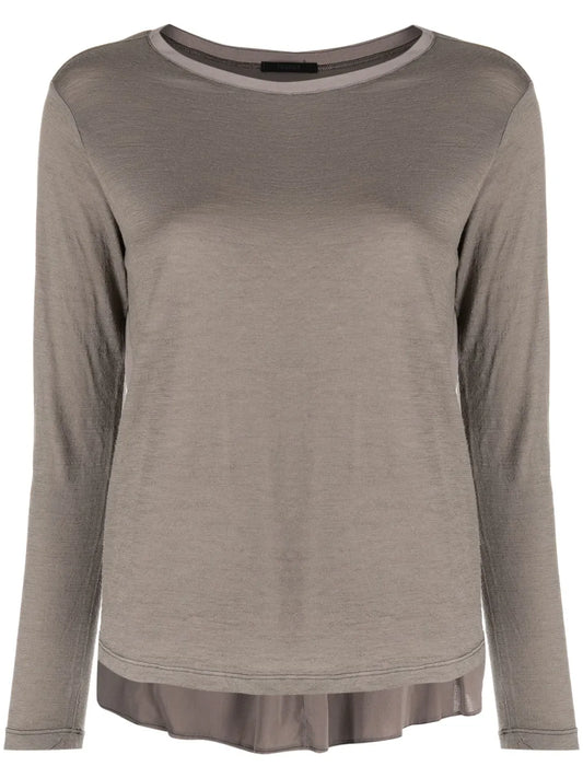 Pleat-Detail Round-Neck Top