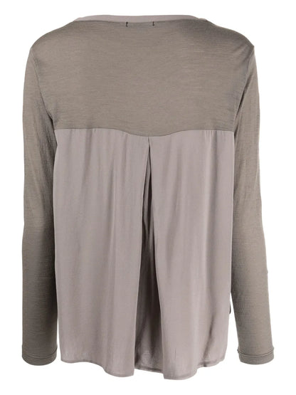 Pleat-Detail Round-Neck Top
