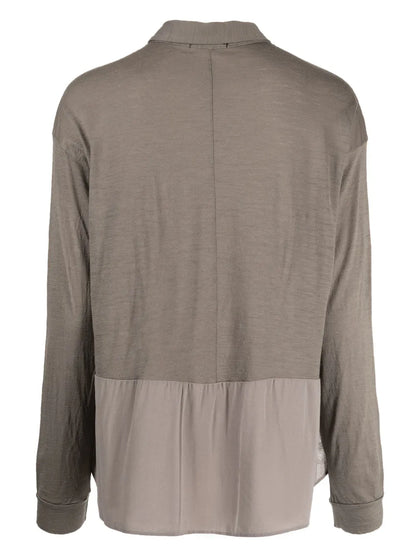 Classic-Collar Drop-Shoulder Blouse