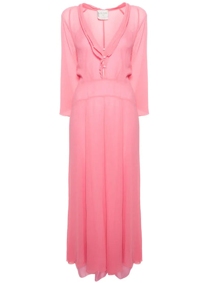 Flared Crinkled Maxi Dress