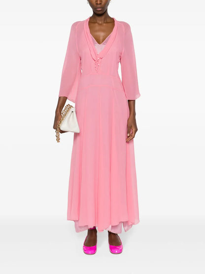 Flared Crinkled Maxi Dress