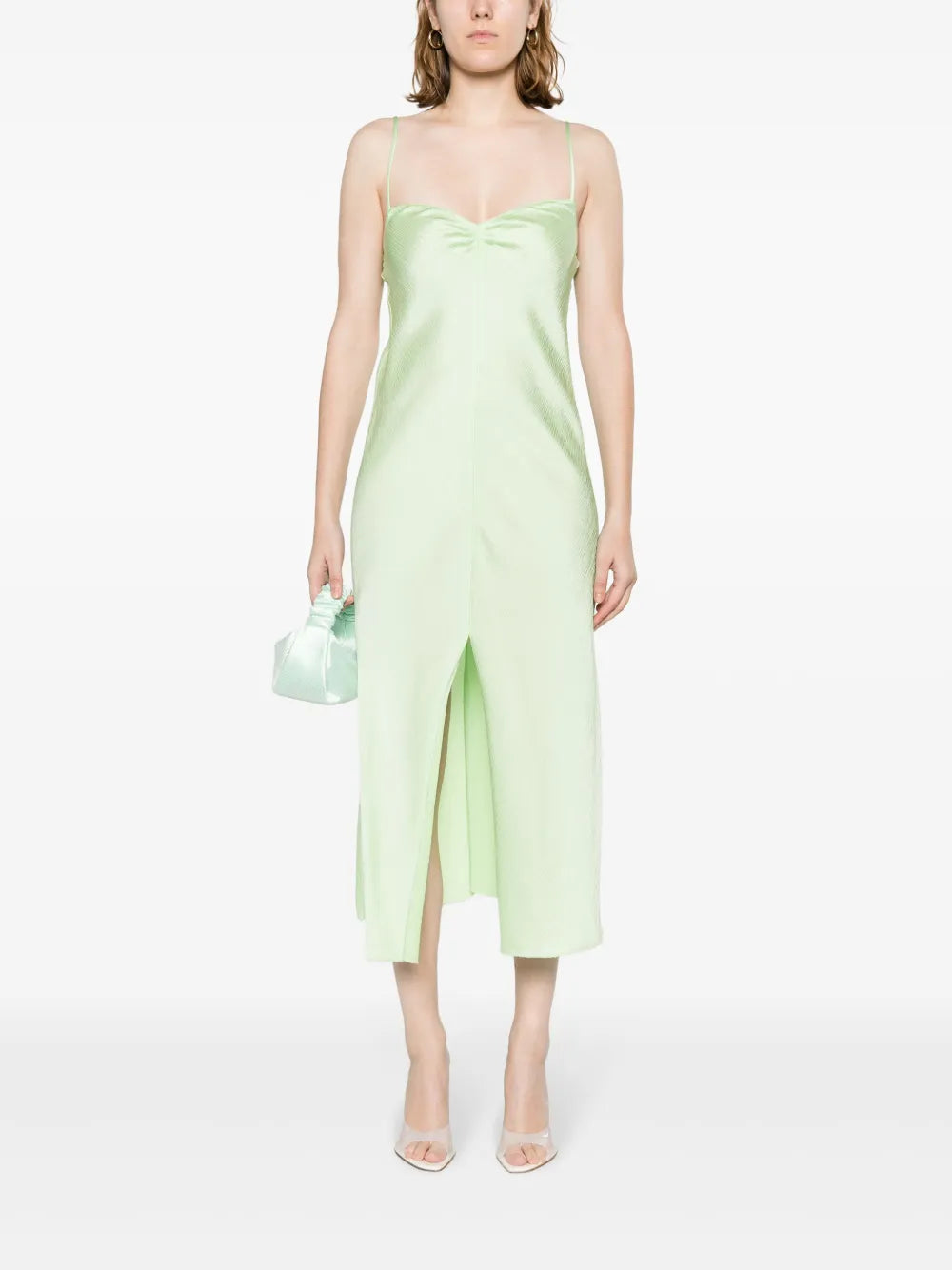 Crinkled Satin Slip Dress