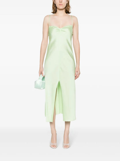 Crinkled Satin Slip Dress