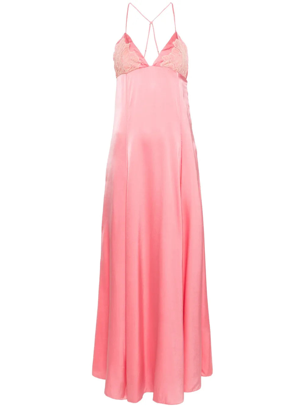 Lace-Detailed Silk Maxi Dress