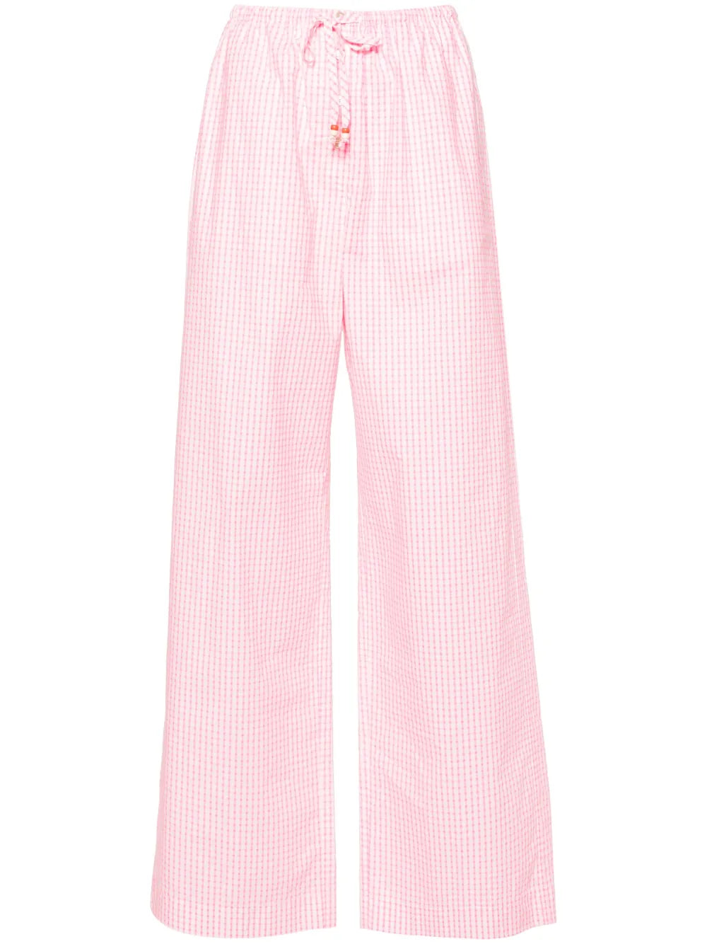 Gingham-Check Wide-Leg Trousers
