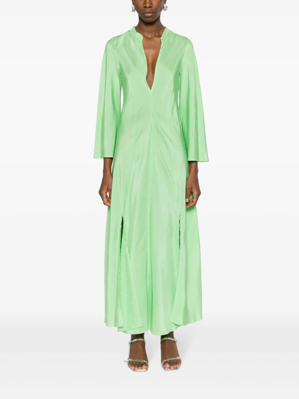 V-Neck Flared Maxi Dress