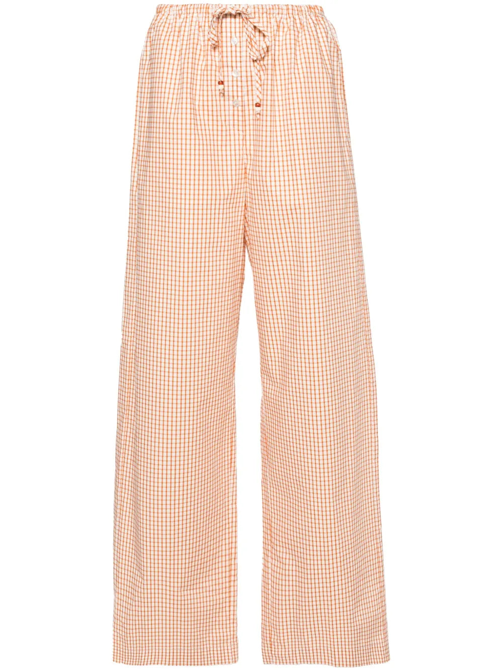 Gingham-Check Wide-Leg Trousers