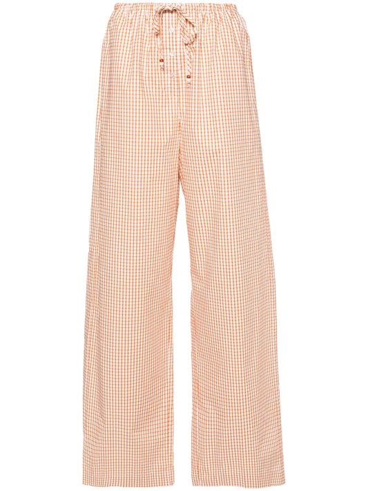 Gingham-Check Wide-Leg Trousers