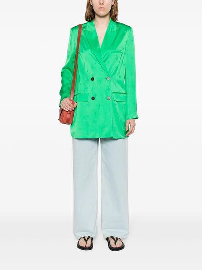 Pattern-Jacquard Satin Blazer