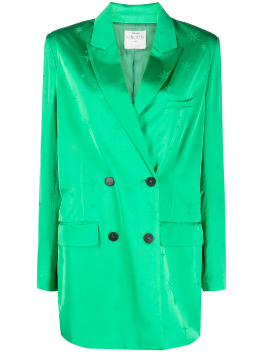 Pattern-Jacquard Satin Blazer