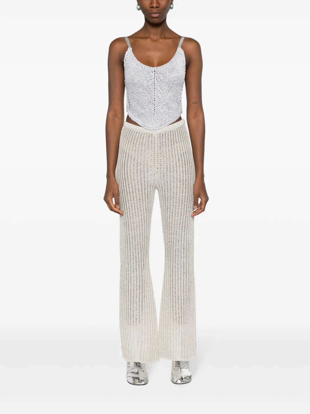Crochet-Knit Palazzo Trousers