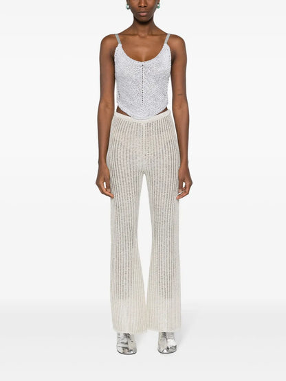 Crochet-Knit Palazzo Trousers