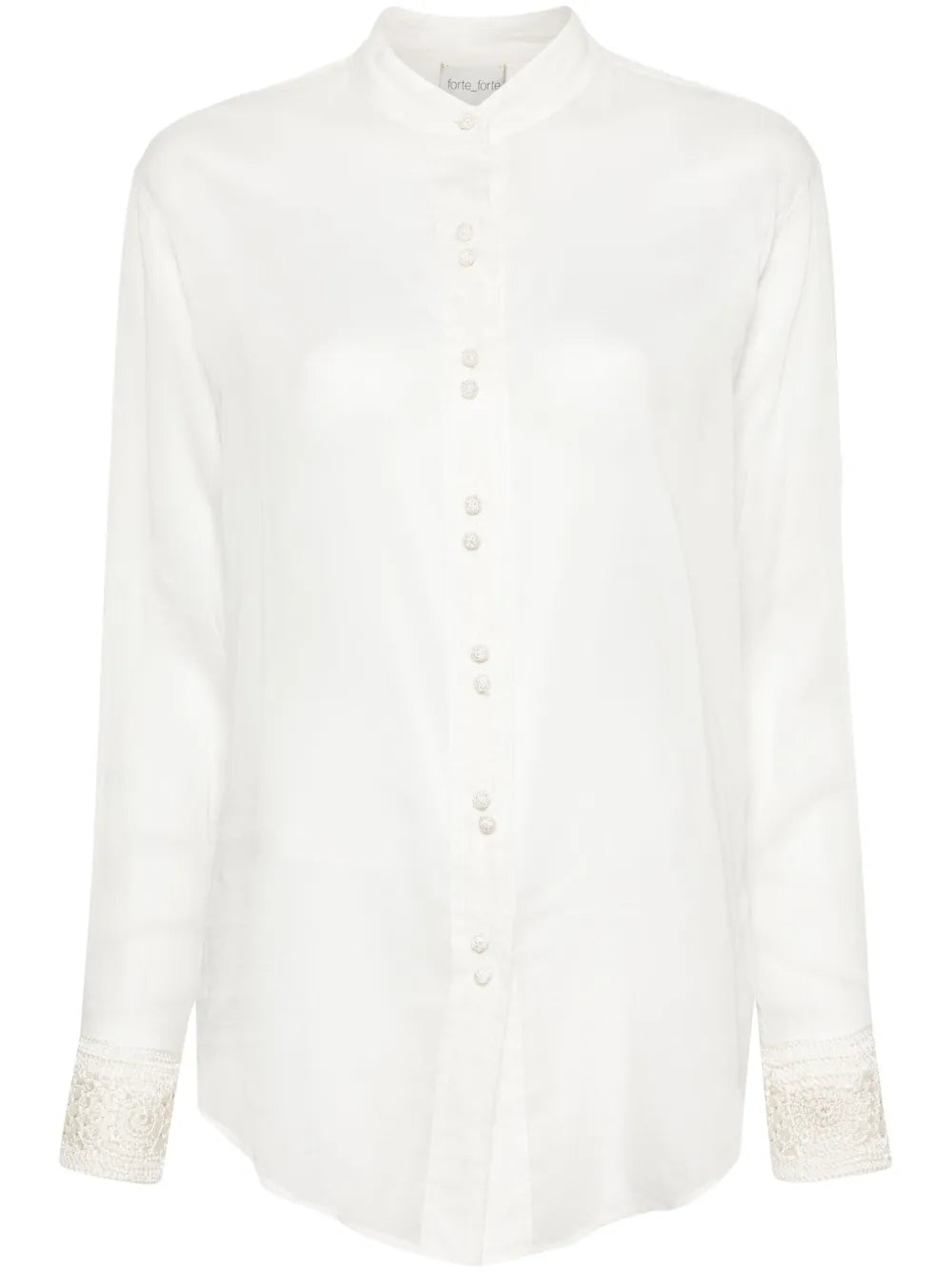 Crochet-Detail Long-Sleeve Shirt