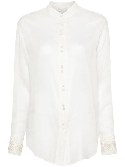 Crochet-Detail Long-Sleeve Shirt
