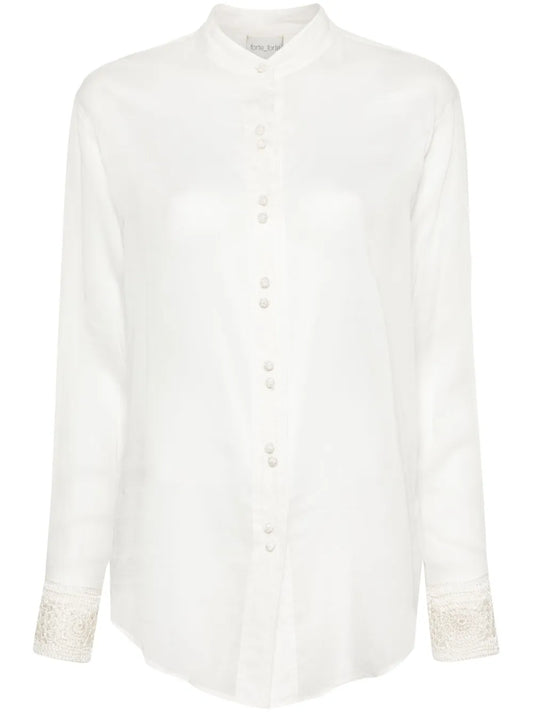 Crochet-Detail Long-Sleeve Shirt
