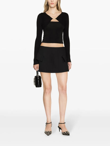 Pleated A-Line Miniskirt