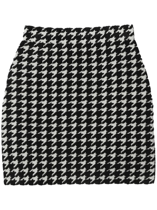 Houndstooth-Pattern Mini Skirt