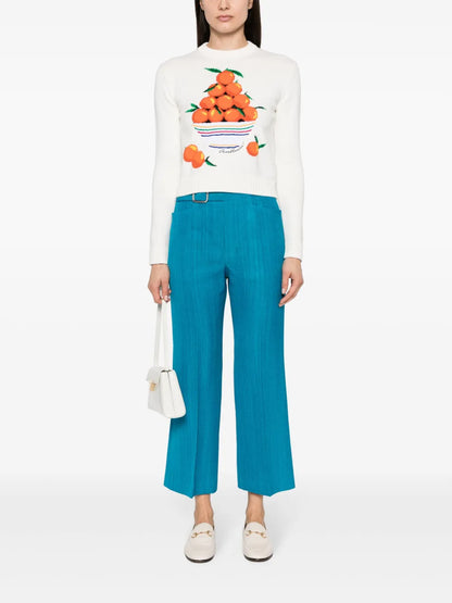 Patterned Intarsia-Knit Cotton Jumper