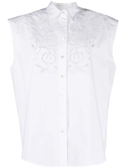 Canyox Crochet-Detailed Poplin Shirt