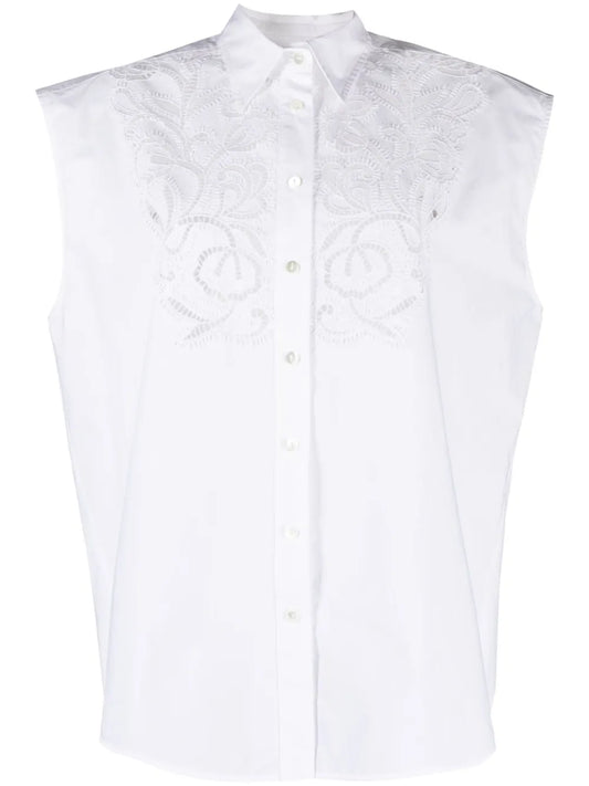 Canyox Crochet-Detailed Poplin Shirt