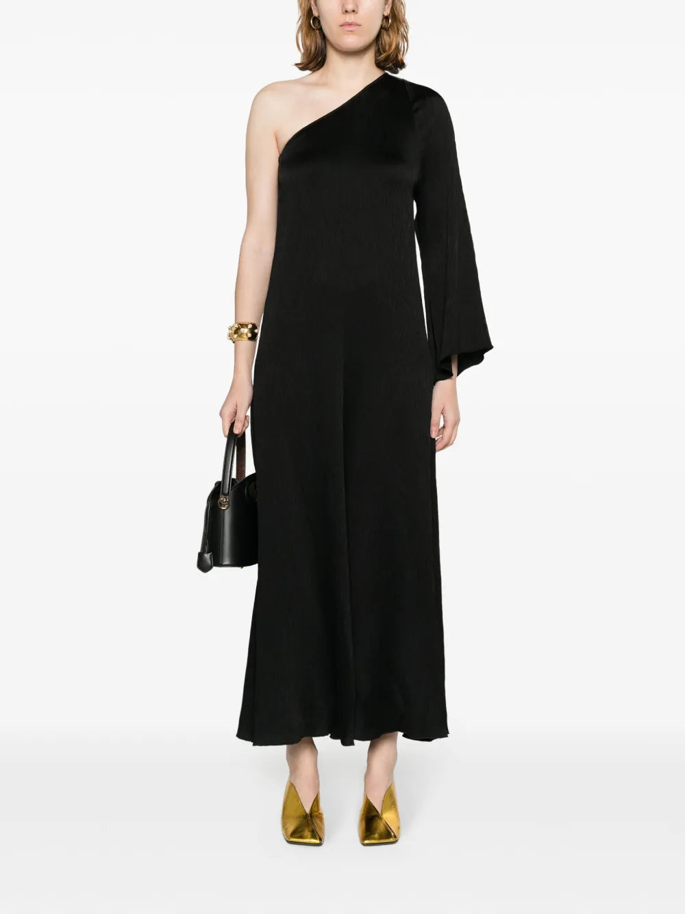 One-Shoulder Crinkled Maxi Dress