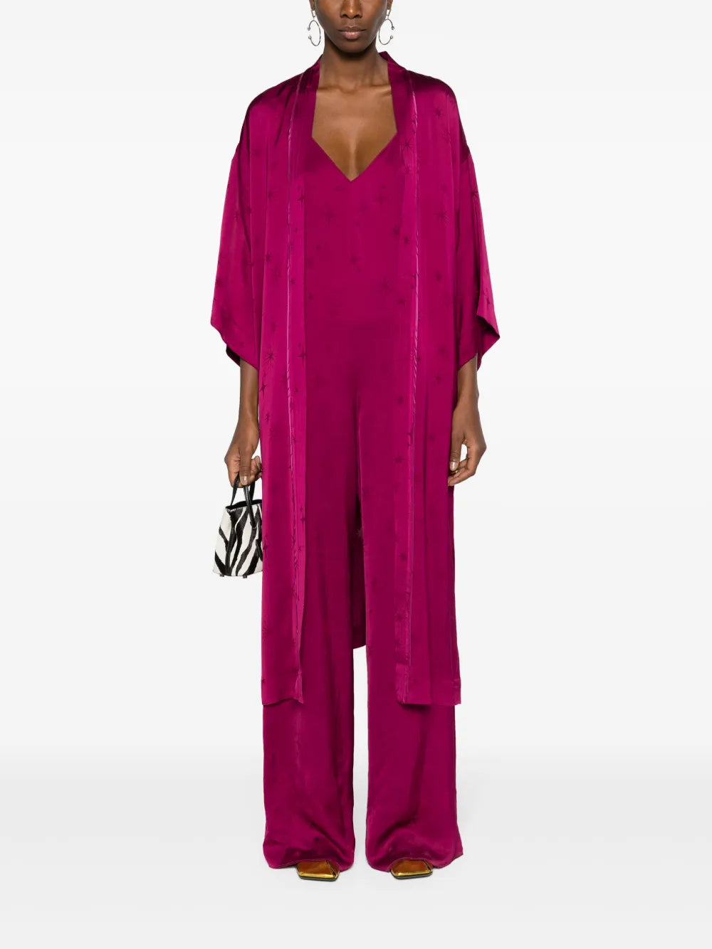 Star-Jacquard Satin Coat