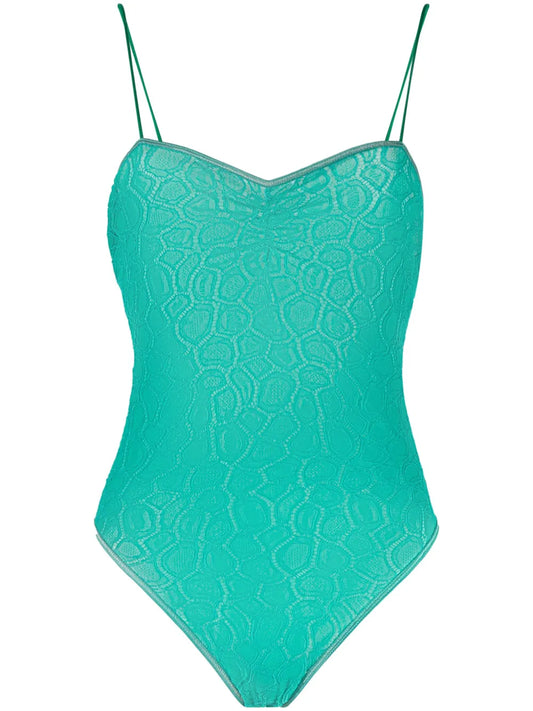 Sweetheart-Neck Lace Bodysuit