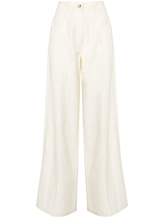 Wide-Leg Button-Fly Trousers