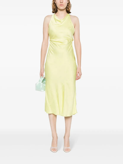 Star-Jacquard Satin Midi Dress