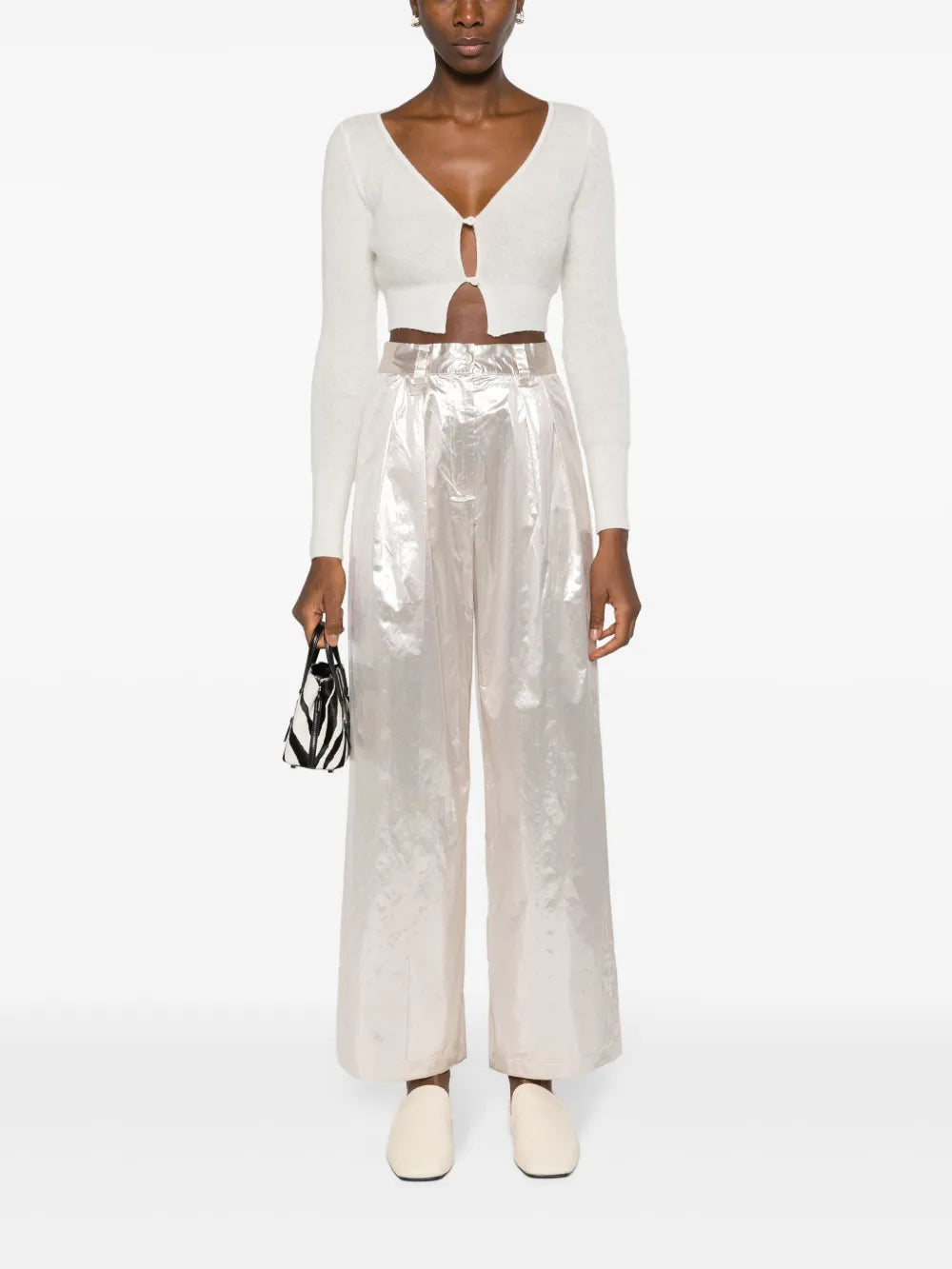 Metallic Straight Trousers