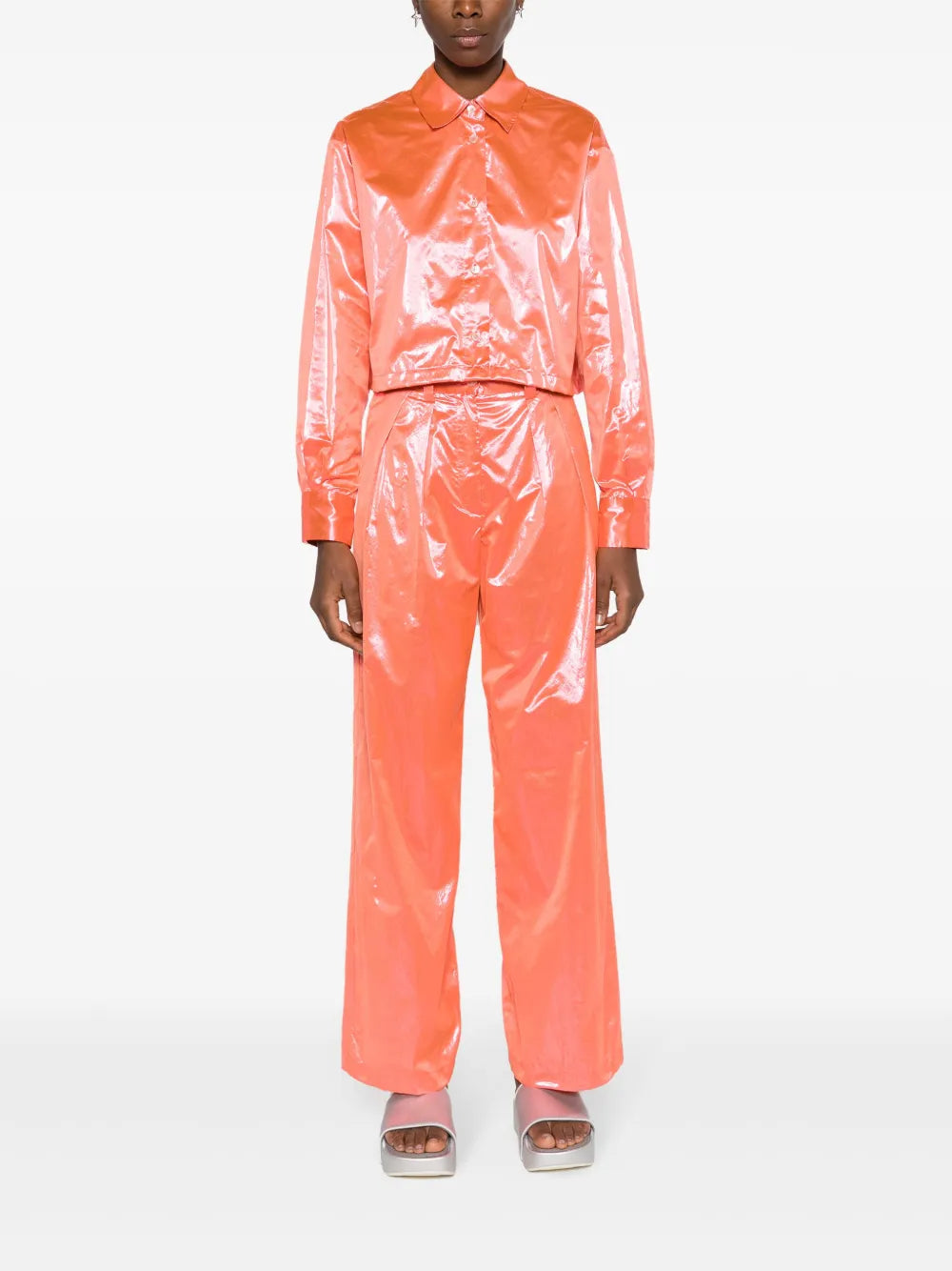 Metallic Straight Trousers