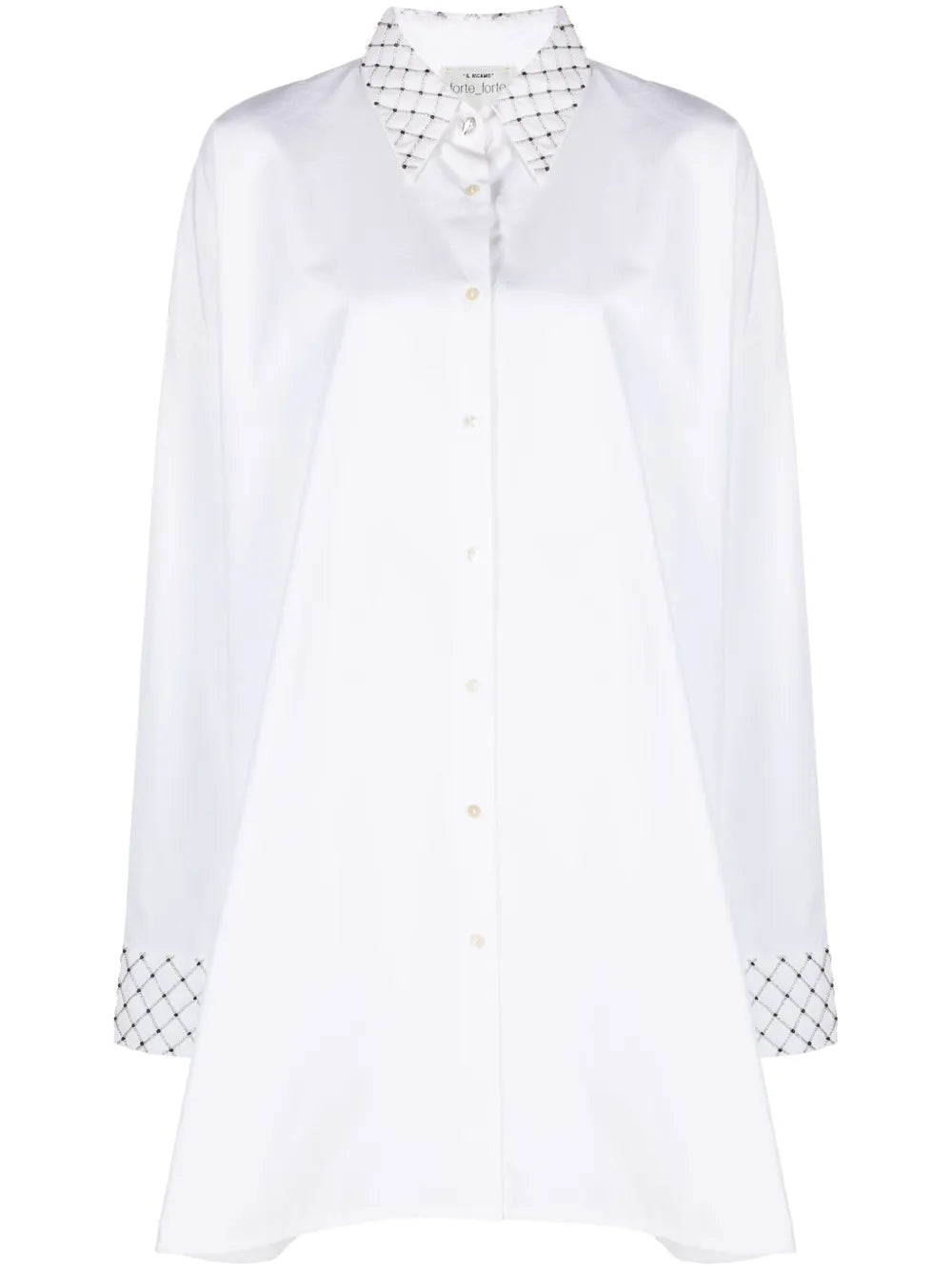 Bead-Embellished Cotton Shirt Dress