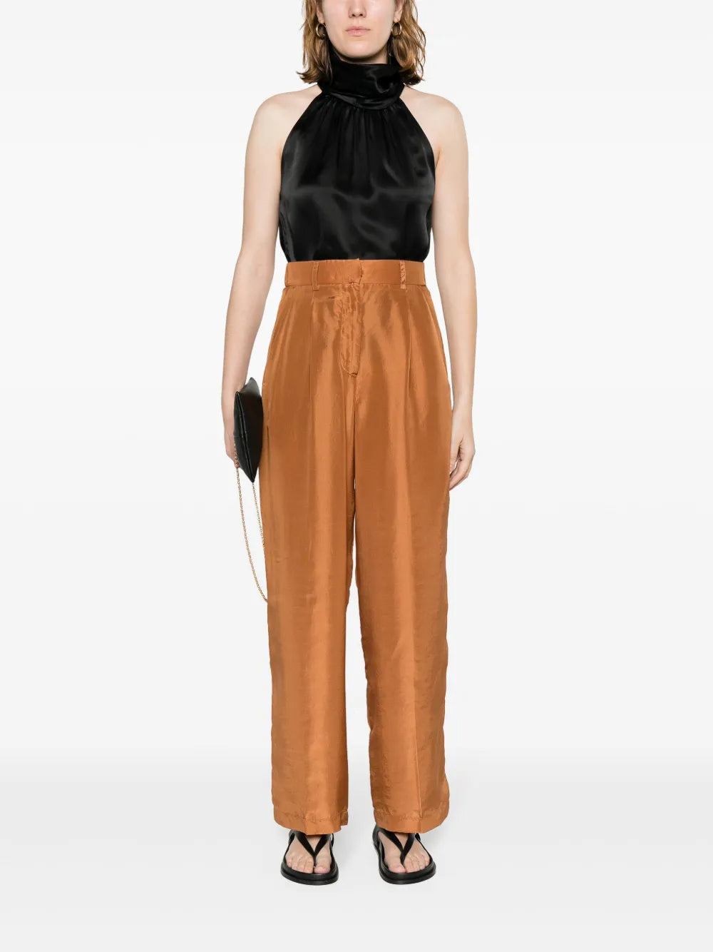 Wide-Leg Silk Trousers