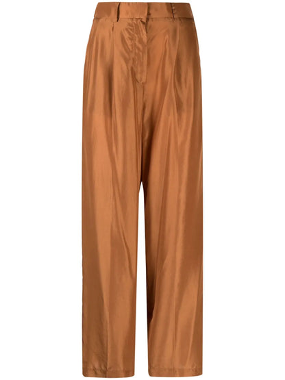 Wide-Leg Silk Trousers