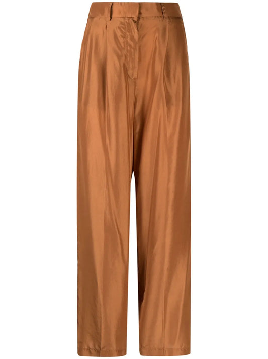 Wide-Leg Silk Trousers