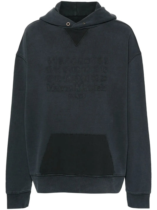 Numbers-Motif Cotton Hoodie
