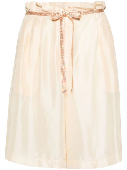 Wide-Leg Silk Shorts