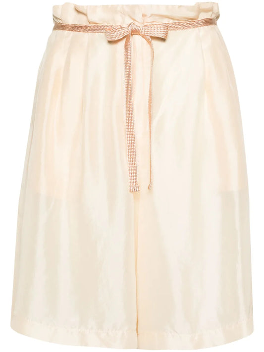 Wide-Leg Silk Shorts