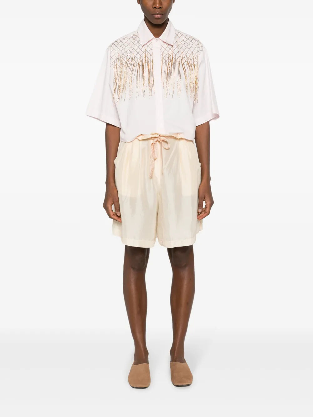 Wide-Leg Silk Shorts