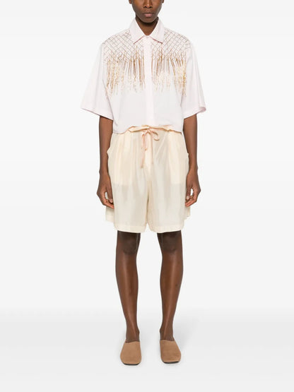 Wide-Leg Silk Shorts