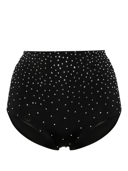 Crystal-Embellished High-Waisted Bikini Bottoms