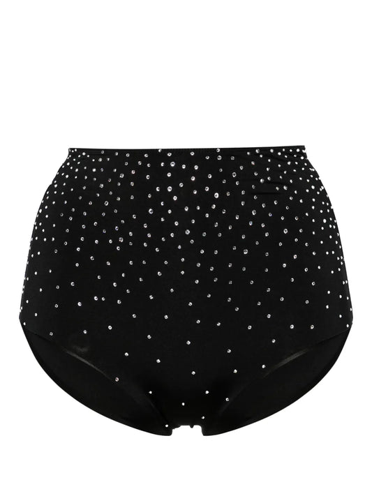 Crystal-Embellished High-Waisted Bikini Bottoms