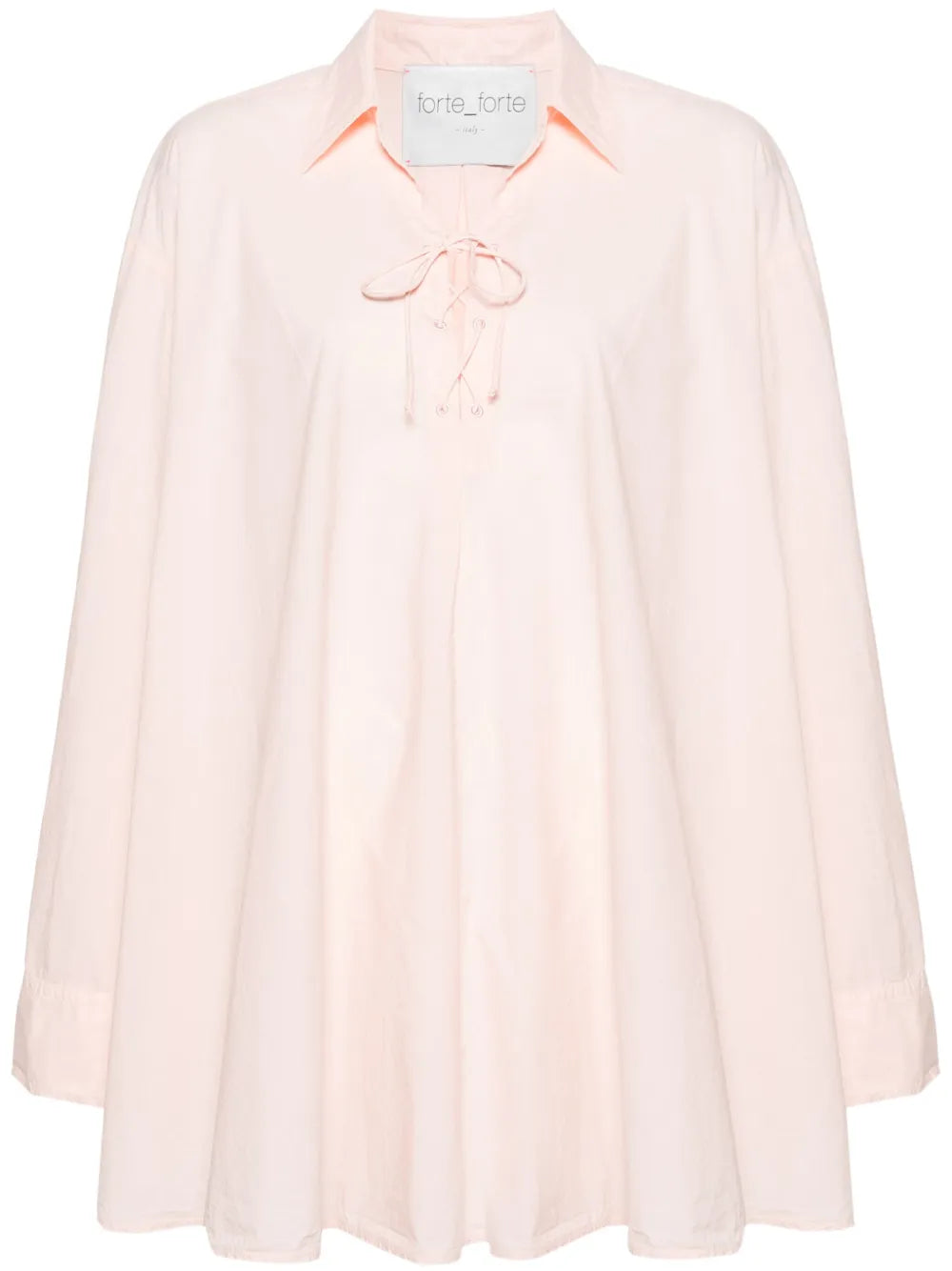 Lace-Up Cotton Shirtdress