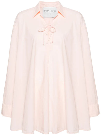 Lace-Up Cotton Shirtdress