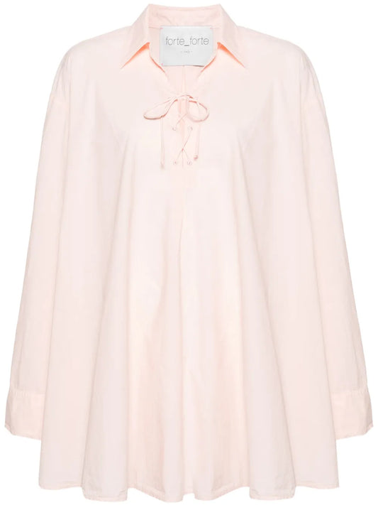 Lace-Up Cotton Shirtdress