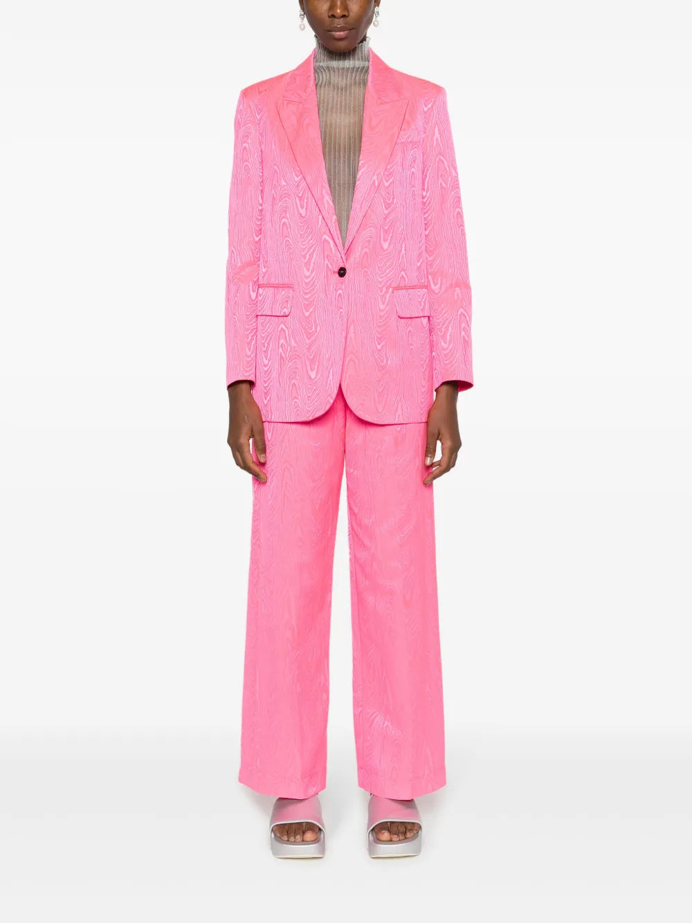 Singles-Breasted Marbled-Jacquard Blazer